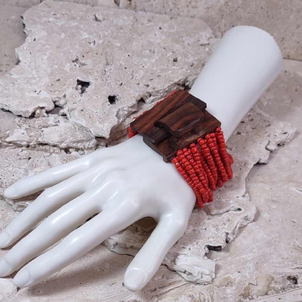 Gerda Lynggaard For Monies Multi Strand Coral Bead Bracelet